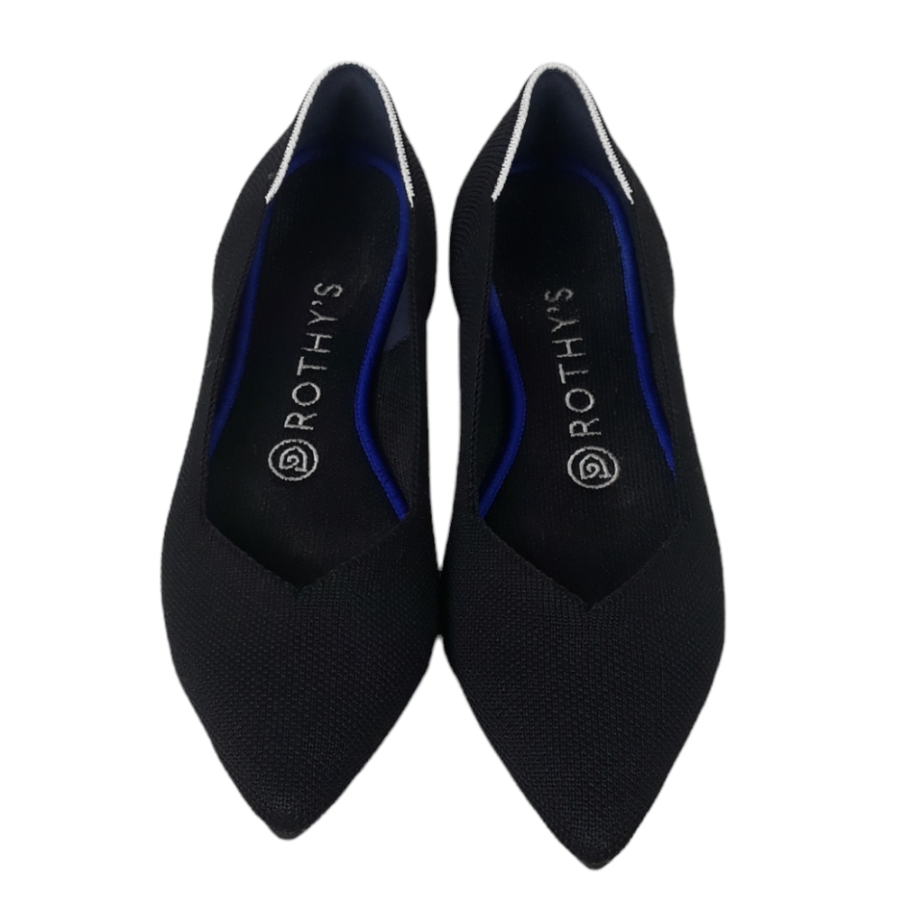Rothy’s The Point Flats Pointed Ballet Flats Black White Halo